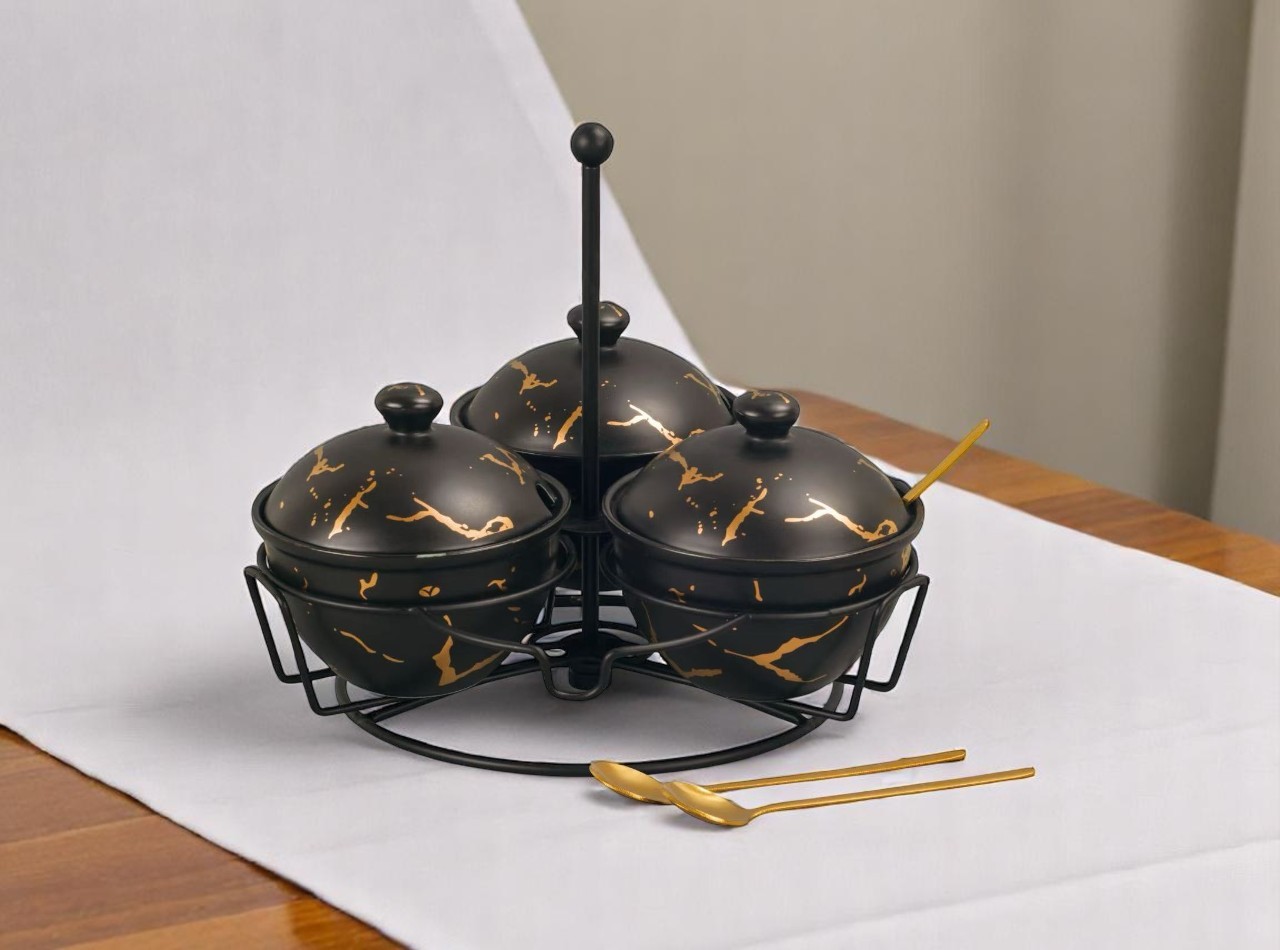 BM715 Hitam Tempat Sambal Dengan Motif Marmer